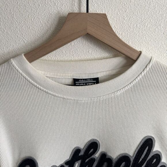 Vtg‎ Southpole Shirt Mens XL Ivory Large Graphic Thermal Ribbed Knit Y2K Flaws - Picture 4 of 16